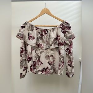 Aritzia Wilfred Floral Off the Shoulder Blouse